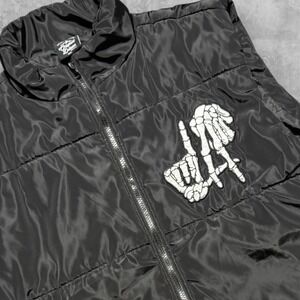 Original Deluxe Puffer Vest Black LA Skeleton Hands Graphic Men 3XL